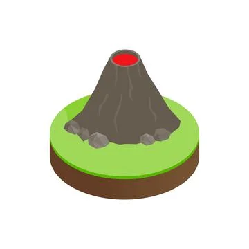 Volcano erupting isometric 3d icon Stock Illustration