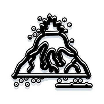 Volcano erupting lava doodle vector style illustration Stock Illustration