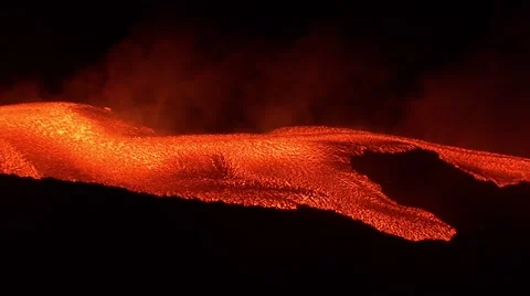 Volcano erupting of night Stock Footage 49180684