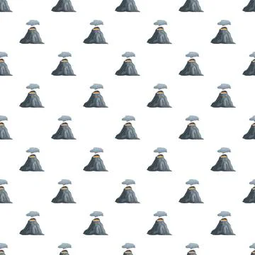 Volcano erupting smoke seamless pattern design Stock Illustration