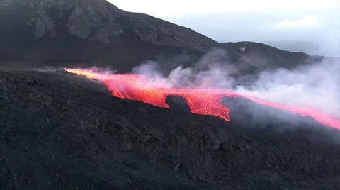 Volcano eruption, big lava flow 스톡 동영상 49168992
