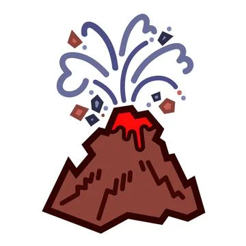 Volcano eruption colored vector icon illustration Stock Illustration