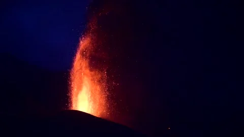 Volcano eruption in dark night Stock Footage 269339821