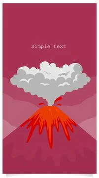 Volcano eruption flat color vector background with text space Stock Illustration