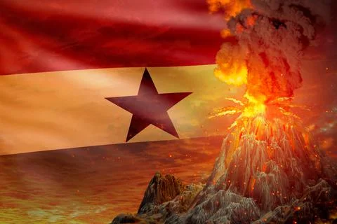 Volcano eruption on Ghana flag Ilustración de archivo