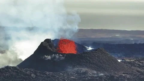 Volcano eruption in Iceland Stock Footage 273167974
