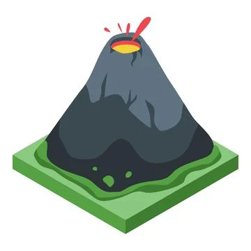 Volcano eruption icon, isometric style Stockillustratie