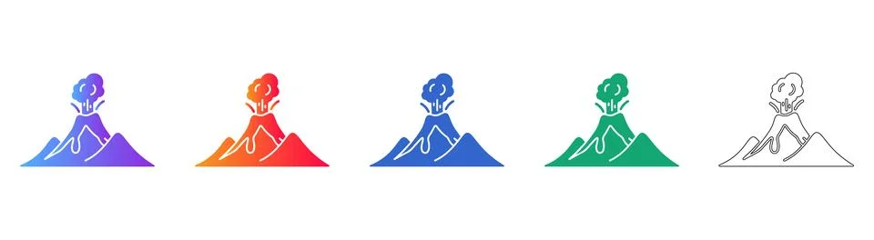 Volcano Eruption Icons Set Stock Illustration