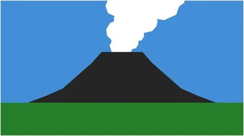 Volcano eruption illustration with smoke cloud and blue sky eruption mountain Stock Illustration