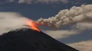 Volcano Eruption With Lava, Ash And Clouds. Tungurahua - Ecuador - 4K Stock Footage
