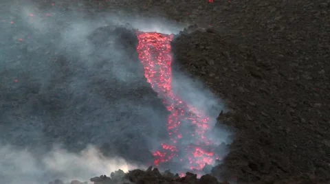 Volcano eruption with lava flowing 스톡 동영상 53304540