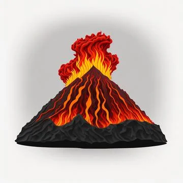 Volcano eruption with lava isolated on transparent or white background Stock Photos