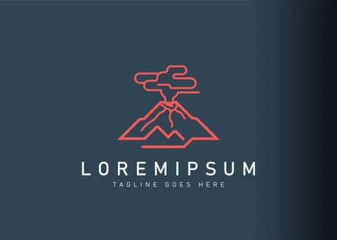 Volcano eruption logo design. Vector illustration of the mountain emitted smo イラスト素材