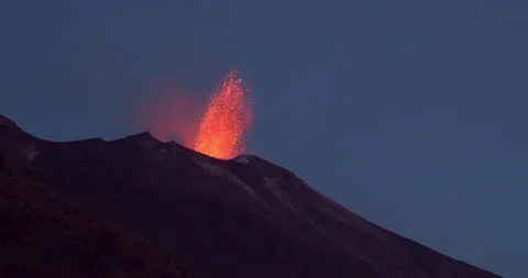 Volcano eruption in the morning light Stock Footage 160367791