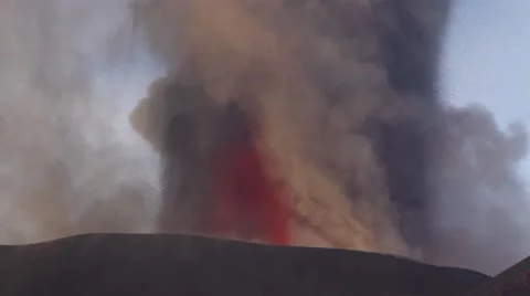 Volcano eruption. Mount Etna erupting from the crater Voragine Stock Footage 58479801