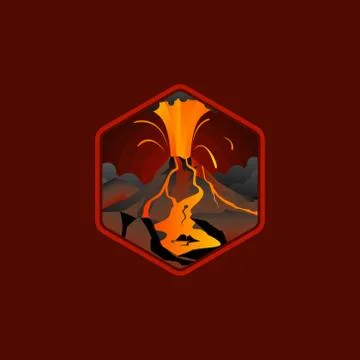 Volcano eruption natural disaster vector icon Stock Illustration