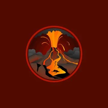 Volcano eruption natural disaster vector icon 스톡 일러스트