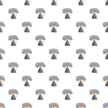 Volcano eruption pattern with smoke and lava 库存插图