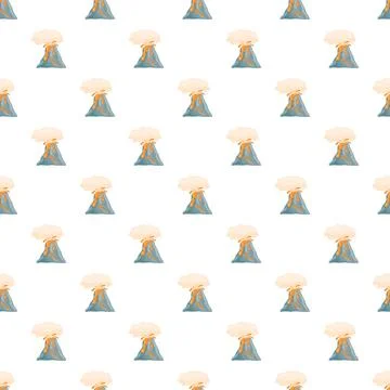 Volcano eruption seamless pattern for children's design Stock Illustration