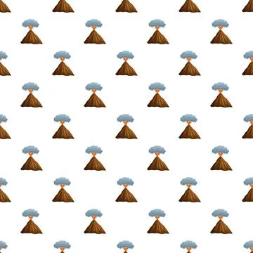 Volcano eruption seamless pattern illustrating geology and danger Stock Illustration