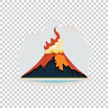 Volcano Eruption Silhouette Black Shape erupting smoke lava Stock Illustration
