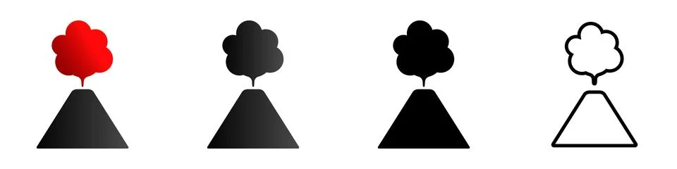 Volcano eruption solid and line icon Stock Illustration