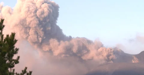 Volcano Eruption Spews Ash Cloud Into Air Video stock 46668570