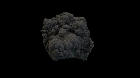 Volcano eruption towards to camera, dense black smoke, with alpha mask Stock Footage 86909081