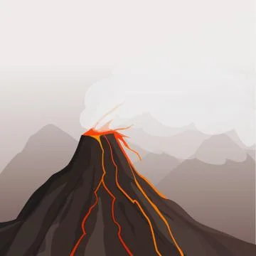 Volcano eruption. Vector illustration Stock Illustration