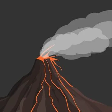 Volcano eruption. Vector illustration Stock Illustration