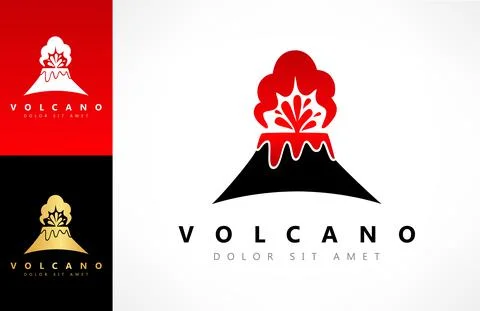 Volcano Eruption vector logo lava Stock Illustration
