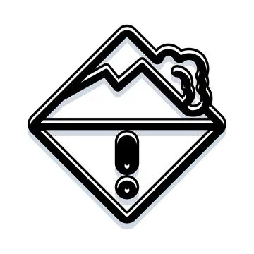 Volcano eruption warning sign with hazard alert Stock Illustration