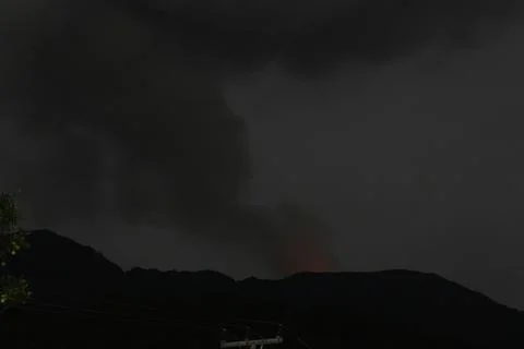 Volcano Eruption in West Sumatra, Indonesia Stock Photos