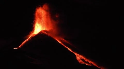 Volcano Etna, eruption   1 dec. 2023 Stock Footage 257170296