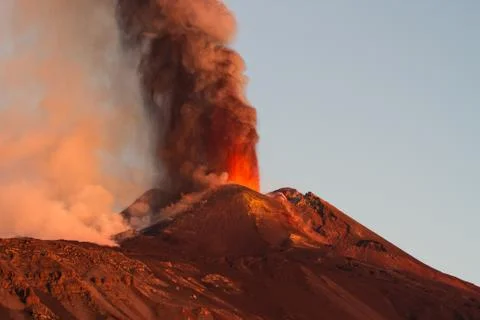 Volcano Etna Eruption Stock Photos