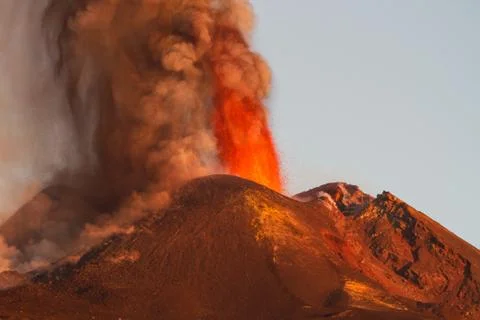 Volcano Etna Eruption 스톡 사진