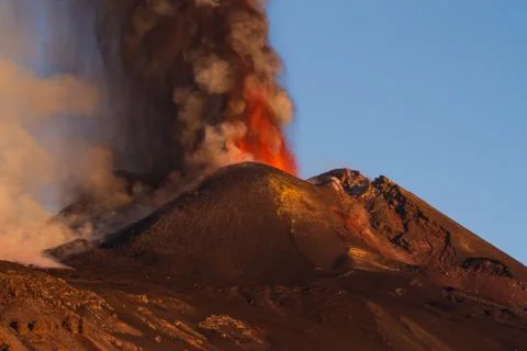 Volcano Etna Eruption Stock Photos
