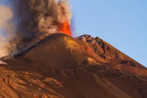 Volcano Etna Eruption Stock Photos