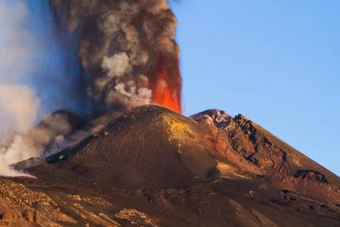 Volcano Etna Eruption Stock Photos