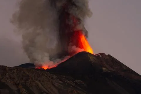 Volcano Etna Eruption Stock Photos
