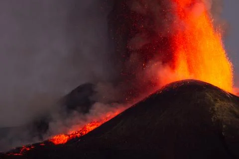 Volcano Etna Eruption Stock Photos