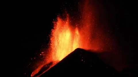 Volcano Etna, start of eruption   1 dec. 2023 Stock Footage 257167588