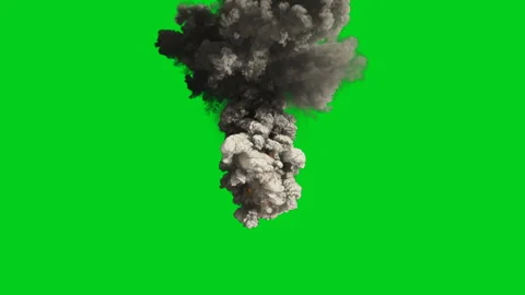 Volcano explosion ftre and smoke green screen Stock Footage 293944926