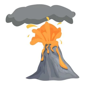 Volcano explosion icon cartoon vector. Volcanic eruption Stock Illustration