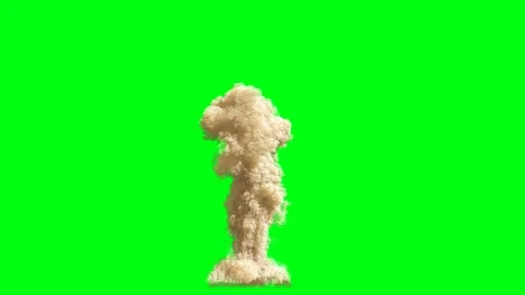 Volcano fire and smoke isolate on green screen 4k. Dust. Realistic fire Stock Footage 145921754