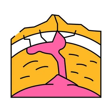 Volcano formation process icon color illustration Illustrazione stock