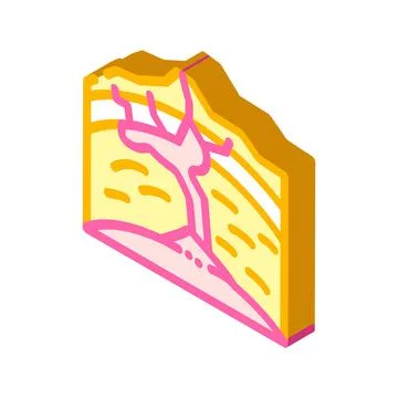 Volcano formation process isometric icon vector illustration Stock Illustration