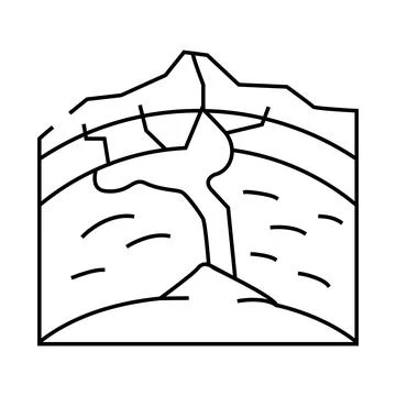 Volcano formation process line icon vector illustration Illustrazione stock