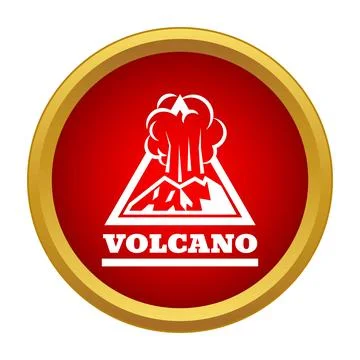 Volcano hazard warning erupting mountain icon 库存插图