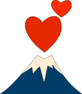 Volcano heart vector illustration Stock Illustration